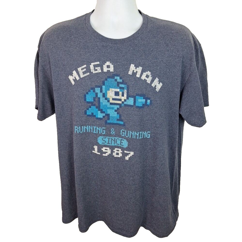 Official Megaman Running And Gunning Since 1987 Blue Tshirt Size Large